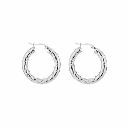 Bijoutheek Oorringen Engraved 5mm Dik Silver