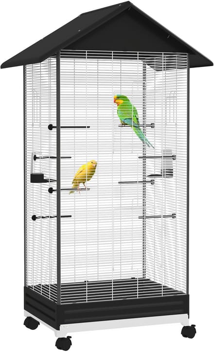 PawHut-Vogelkooi-Staal-79x65x155cm-Zwart