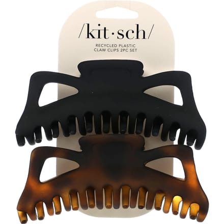 Kitsch, Pince à griffes classique Jumbo, noire et orteil, lot de 2 white