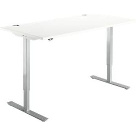 Schäfer Shop  Select Bureautafel START UP, eentraps elektr. in hoogte verstelbaar, B 1600 mm, wit/blank aluminium