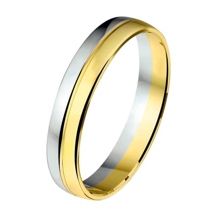 14K Bicolor Geel- En Witgoud Geel/Wit Ring A406 - 4 Mm Zonder Steen 4202225