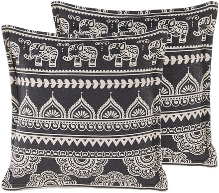 ATABAGI - Sierkussen set van 2 - Zwart/Wit - 45 x 45 cm - Katoen