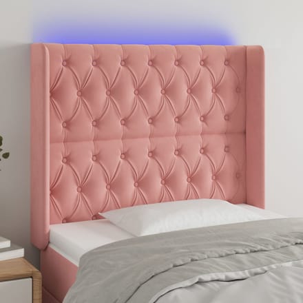 vidaXL - Hoofdbord - LED - 93x16x118/128 - cm - fluweel - roze