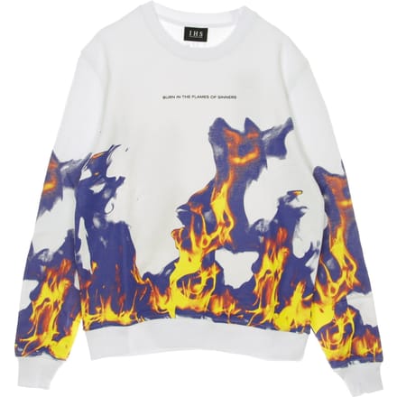 Lichtgewicht herensweatshirt met ronde hals Multi Flames Wit