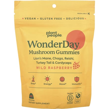 Plant People, Wonderday®, mushroom gummies, wild raspberry, 60 gummies