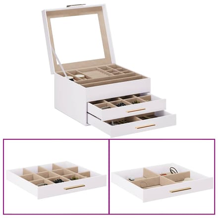 vidaXL - Sieradendoosje - 3-laags - 23x20,5x14 - cm - wit