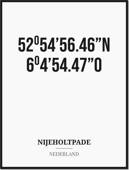 Poster/kaart NIJEHOLTPADE met coördinaten