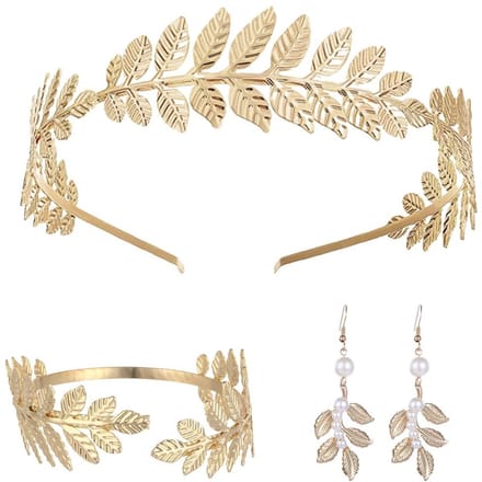 Dailygoods- Diadeem Godinnenkroon - Elegante Set - Gouden Oorbellen