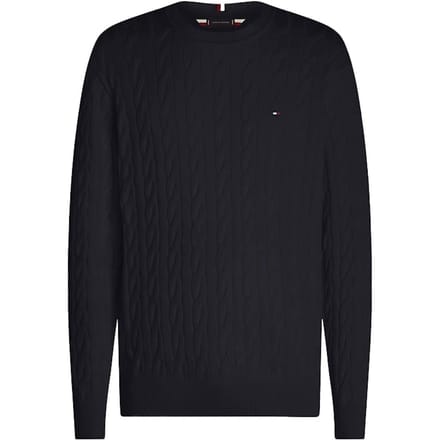 Tommy Hilfiger heren pullover katoen - Classic Cable Crew Neck - donkerblauw