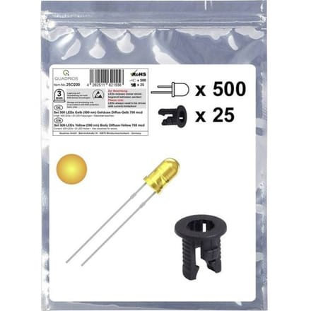 Quadrios 25O200 LED-assortiment Geel Rond 3 mm 700 mcd 20 mA 2.0 V