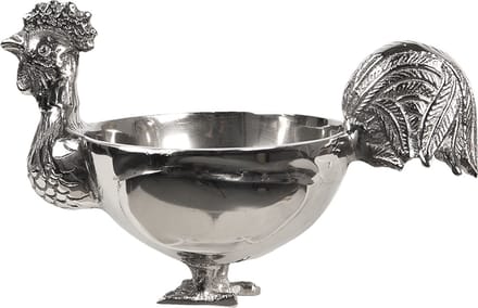Clayre & Eef Serveerschaal 24x14x14 cm Zilverkleurig Aluminium Rond Haan Presenteerschaal