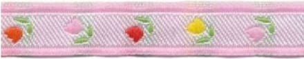Hobbyband - Sierband - Lint - Tulpen roze - 12 mm - 5 Meter per rol