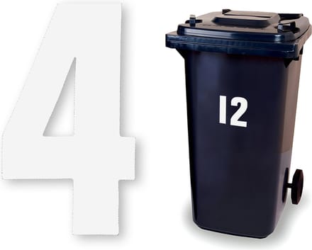 Huisnummer kliko sticker - Nummer 4 - Wit groot - container sticker - afvalbak nummer - vuilnisbak - brievenbus - CoverArt