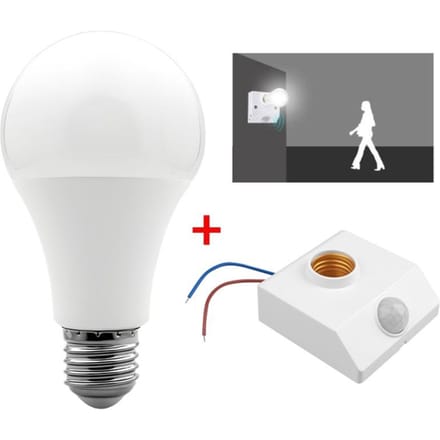 Ampoule E27 avec détecteur de mouvement PIR Douille E27 Convertisseur de douille Ampoule LED E27 Base de lampe Interrupteur intelligent Porte-lampe