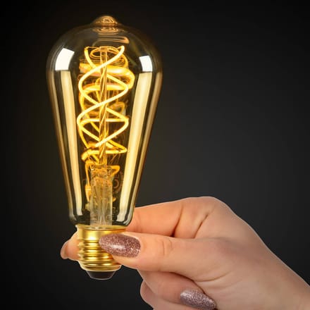 Lucide ST64 TWILIGHT SENSOR - Filament lamp - Ø 6,4 cm - LED - E27 - 1x4W 2200K - Dag/nacht sensor - Amber