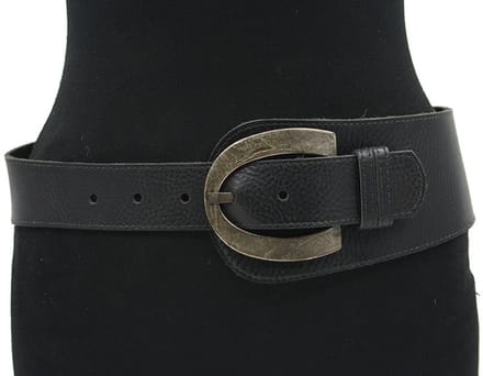 Dames afhang riem 10 cm breed zwart - Leer - Brede riem - Casual - Maat 85