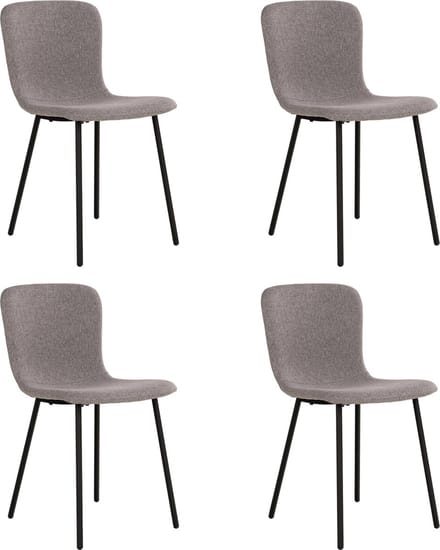 QUVIO Grijze eetkamerstoelen Logan - Eetkamerstoel - Eetstoel grijs - Eetkamer stoelen - Polyester - Staal - Lichtgrijs - Set van 4