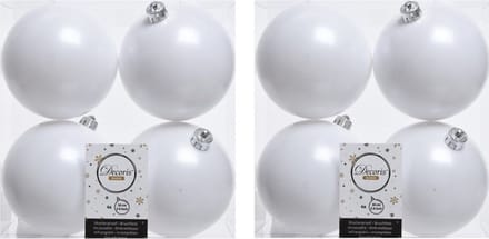 Decoris Kerstballen - 32x st - wit - 10 cm - kunststof - kerstversiering