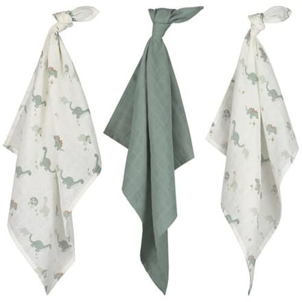 Prénatal hydrofiele luiers Dino 3 stuks Midgreen unisex