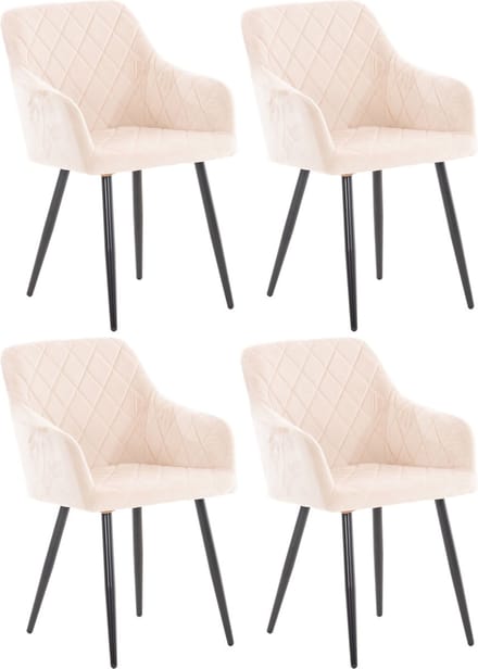 CLP Shila Set van 4 Eetkamerstoelen beige Fluweel