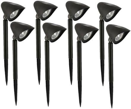 Gerimport - Solar tuinlamp - 8x - zwart - LED - oplaadbaar - H37cm