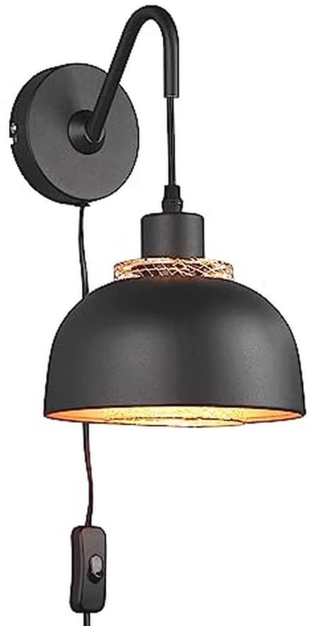 Wandlamp met Schakelaar en Flexibele Verlichting - Metaal, Mat Zwart - 30 cm Hoog