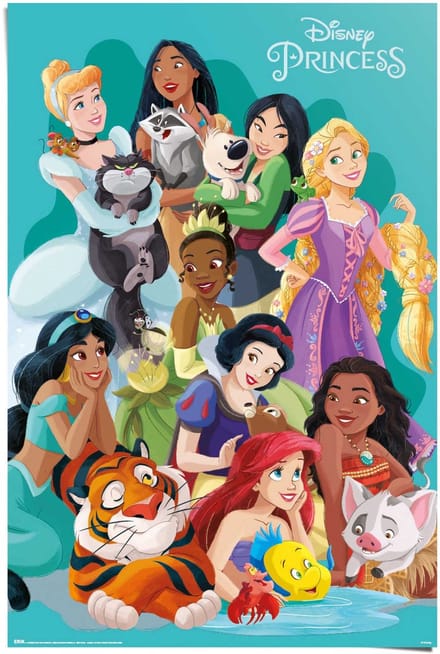 Poster Disney prinsessen - 91,5 x 61 - Papier - REINDERS