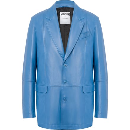 Moschino Soft Nappa Leather Jacket Blue Taglia: 44 | Blazers Outlet | Uomo | Blu
