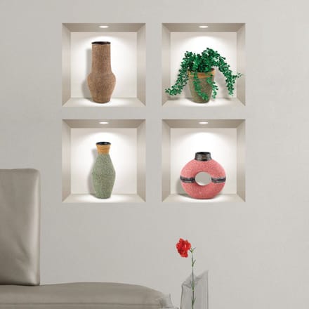 3D-effect stickers van Afrikaanse potten, 60 x 60 cm