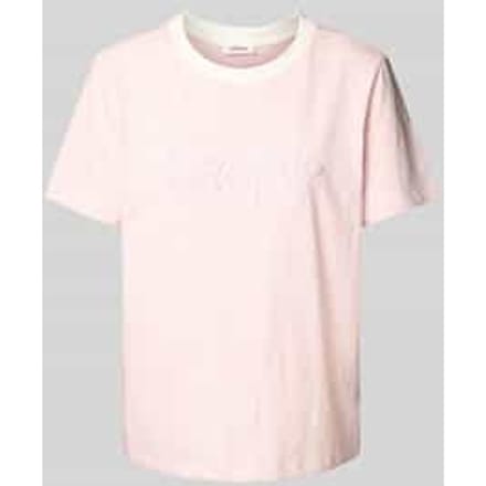 Regular fit T-shirt van puur katoen met tekst in sierkralen