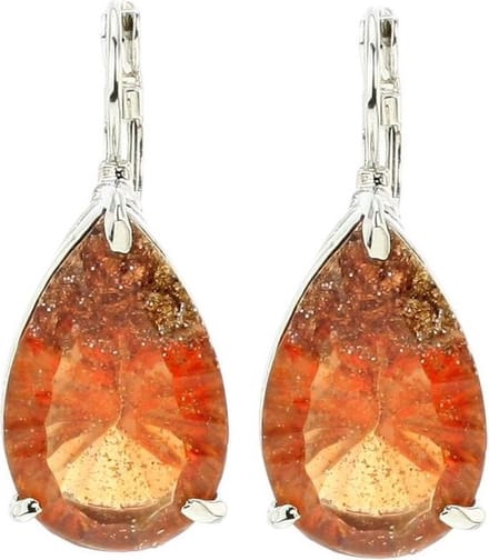 Behave - Oorbellen dames druppel steen - bruin oranje herfst stijl