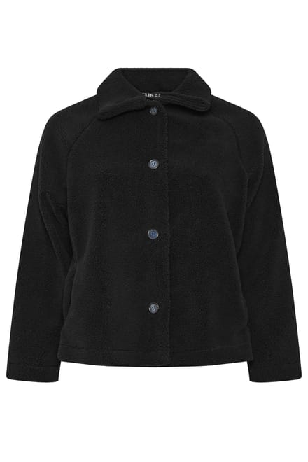 Yours Zwarte Jas Met Borgvoering En Colhals Size 54-56