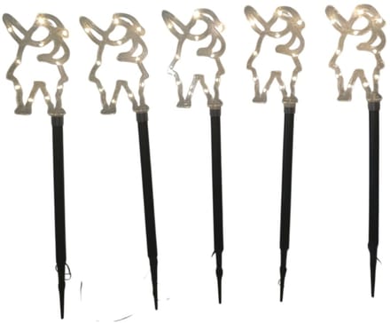 Luca Lighting Garden stake Kerstman w.wit acrylic red 36led met timer IP44 5pcs - L12,5xB2xH60cm