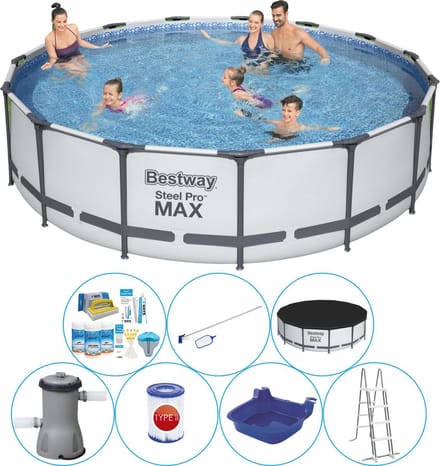 Steel Pro MAX Rond 457x107 cm - Zwembad Comfort Pakket