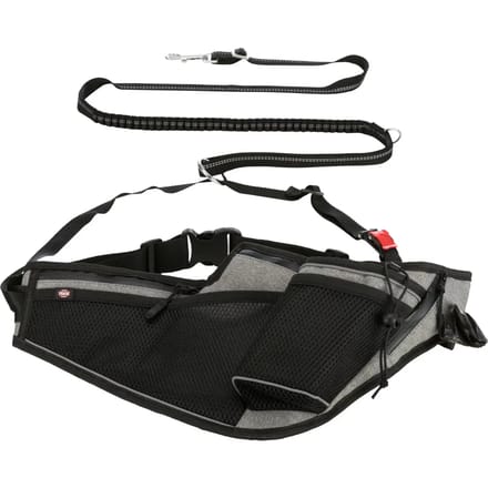 Trixie Joggingceintuur Met Riem - Hondenhardlooplijn - Grijs Zwart 70-130 Cm