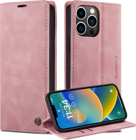 Caseme Retro Wallet Case hoesje geschikt voor iPhone 14 Pro Max - roze