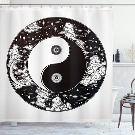 ABAKUHAUS Yin Yang Douchogordijn – 175x220 cm – Zwart/Wit