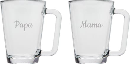 Gegraveerde theeglas 26cl Mama & Papa