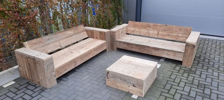 Loungeset ''Garden L Luxe'' van Gebruikt steigerhout - 6 persoons