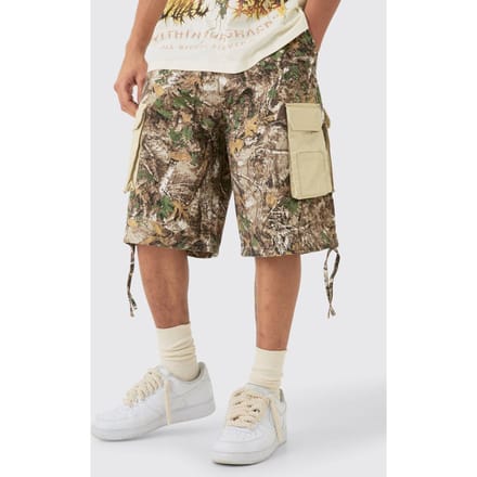 Contrast Panel Forest Camo Jorts | Khaki | Size Medium