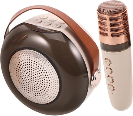 Draagbare Karaoke Machine - Zing Systeem - Feest Entertainment - Inclusief Microfoon - Compact Formaat - Beige