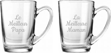 Theeglas gegraveerd - 32cl - Le Meilleur Papa & La Meilleure Maman