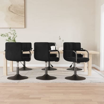 vidaXL - Eetkamerstoelen - 6 - st - draaibaar - fluweel - zwart