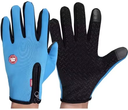 New Age Devi - Windstopper handschoenen - antislip winddicht thermisch warm - touchscreen ademend - winter heren dames - zwarte rits - blauw - Maat s