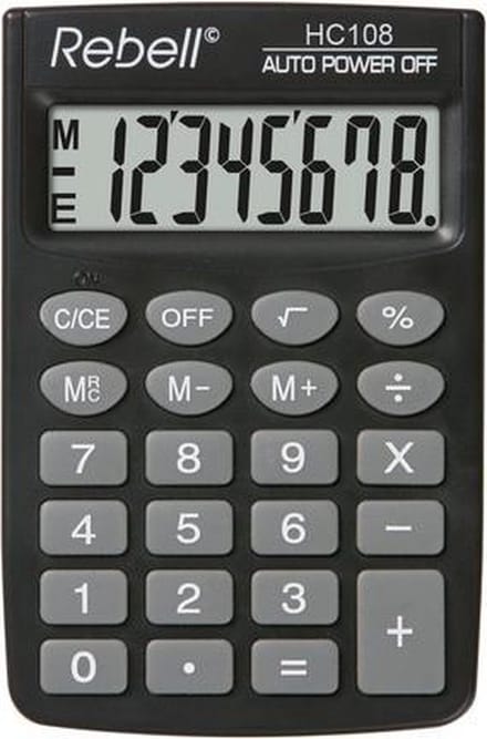Rebell calculator - HC108 BX - zwart - RE-HC108-BX