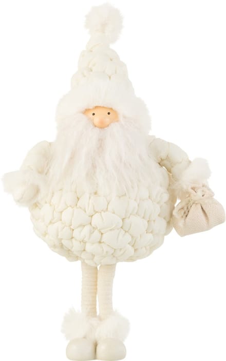 J-Line figuur Kerstman Cadeau Tas - textiel - wit - small