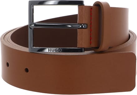 HUGO Leren Riem Geek Sz35 Leather Belt W85 Brown Lichtbruin