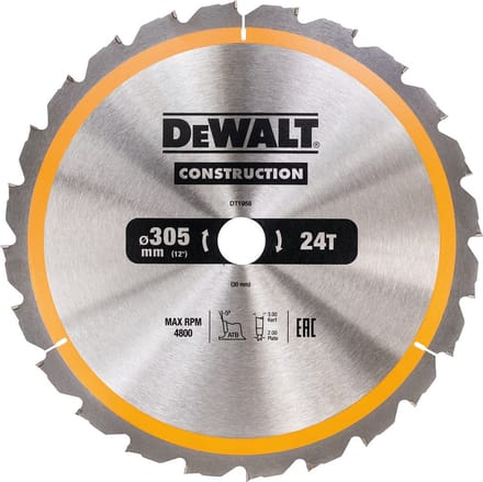 DEWALT DT1958-QZ DT1958-QZ Cirkelzaagblad 305 x 30 mm Aantal tanden: 24 1 stuk(s)