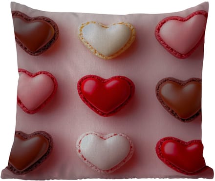 Tuinkussen - Macarons - Hartjes - Kleurrijk - Roze - 40x40 cm - Weerbestendig