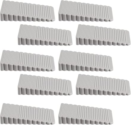 Set van 10 Rubber Deurstoppers - Stapelbare Deurstoppers voor Thuis, School en Commercieel Gebruik (Grijs)